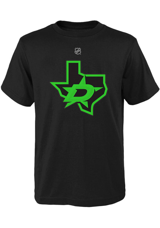 Dallas Stars Youth BLACK Neon Logo Short Sleeve Tee - 133409778