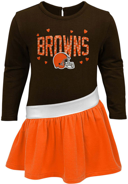Outerstuff Girls Toddler Brown/Orange Cleveland Browns Heart To Heart Jersey Tunic Dress at Nordstrom, Size 3T