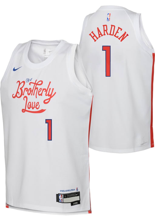 Philadelphia 76ers James Harden Youth White City Edition Swingman