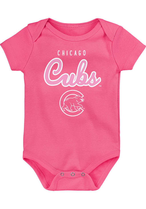 Chicago Cubs Baby Pink Big Game Short Sleeve One Piece, Pink, 100% Cotton, Size 3M