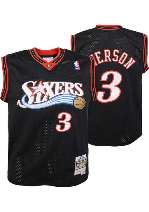Allen Iverson # Philadelphia 76ers Boys BLACK Swingman Road Jersey