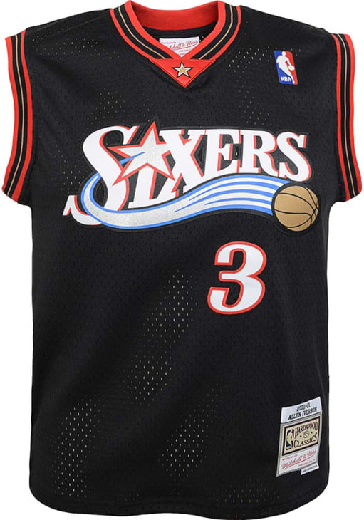 Allen Iverson # Philadelphia 76ers Boys BLACK Swingman Road Jersey