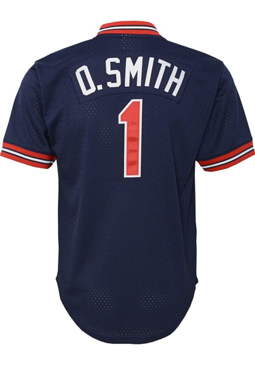 St Louis Cardinals Ozzie Smith Youth NAVY Mesh BP Baseball Jersey