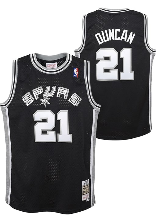 San Antonio Spurs Tim Duncan Youth BLACK Swingman Road Basketball