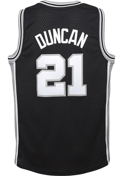 AWESOME BOY DUNCAN 21 ユニフォーム XL San Antonio Spurs Tim Duncan Youth BLACK Swingman Road Basketball