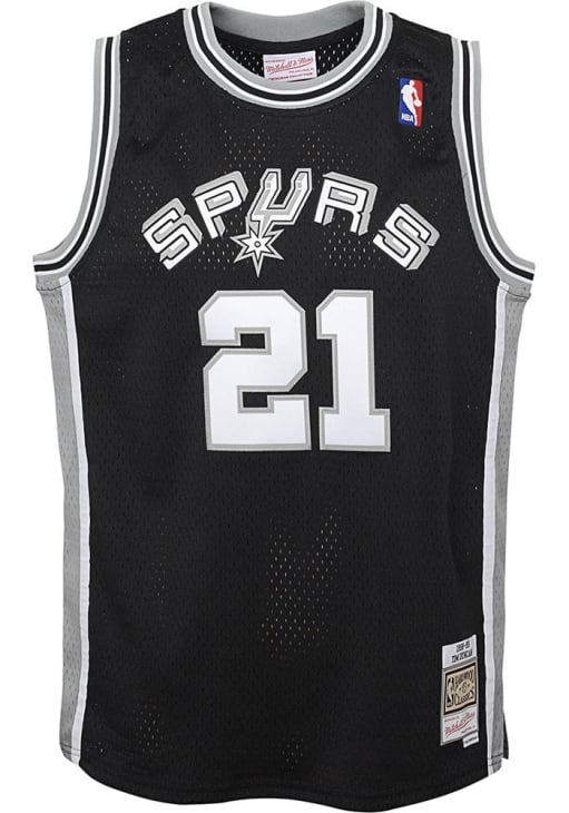 San Antonio Spurs Tim Duncan Youth BLACK Swingman Road Basketball