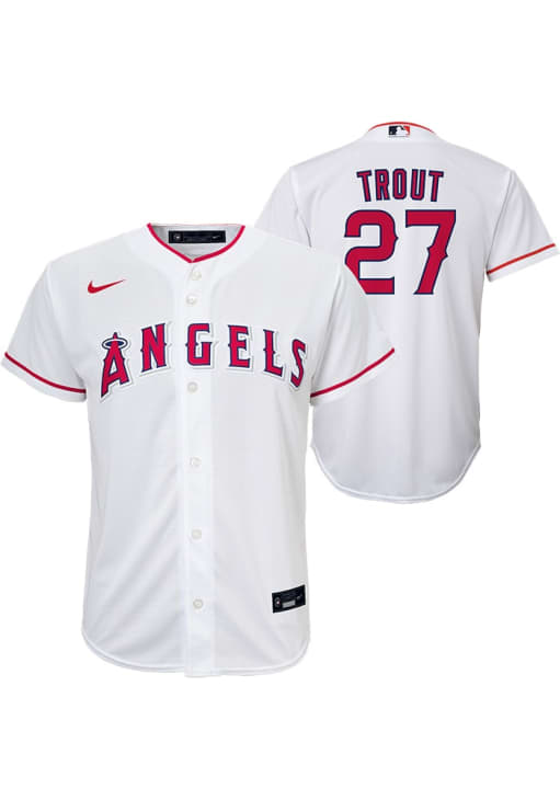 Los Angeles Angels Mike Trout Youth White Home Replica Baseball