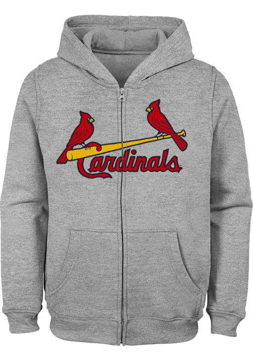 St Louis Cardinals Boys Wordmark Full Zip Hoodie - Ã‚Â HEATHERGREY