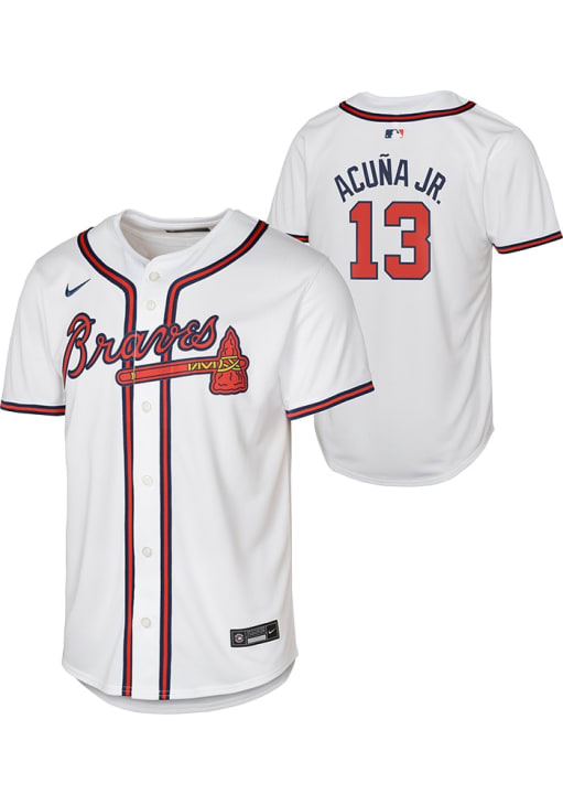 Atlanta Braves Ronald Acuna Jr Youth White Home Limited Baseball