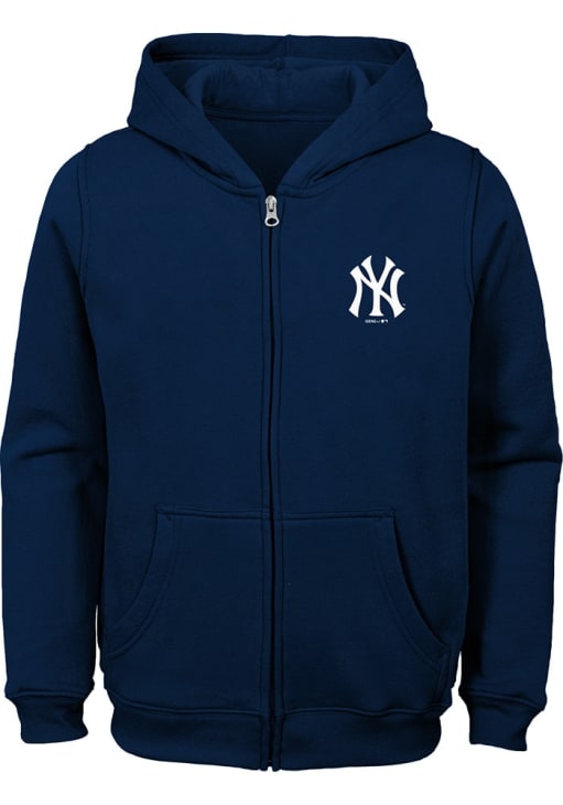 Yankees フルジップジャケット ネイビー New York Yankees Youth NAVY Primary Logo Long Sleeve Full Zip