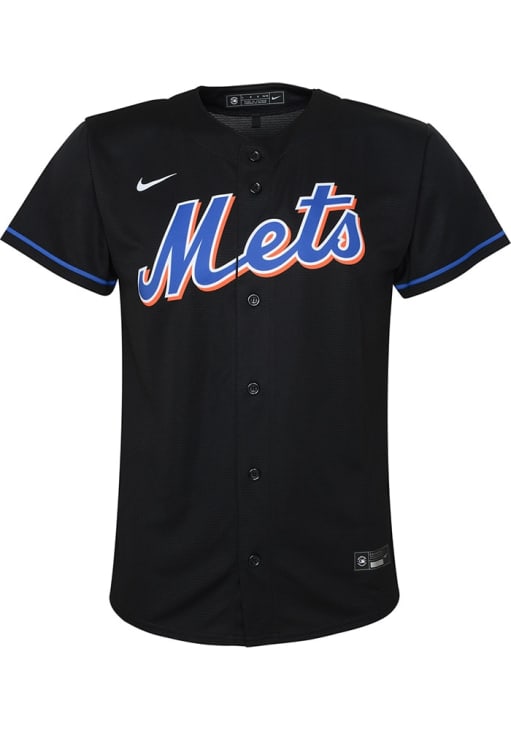 New York Mets Youth BLACK Alt Replica Baseball Jersey - 133424556