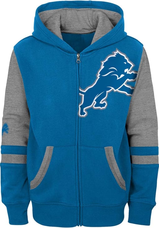 Detroit Lions Youth BLUE Stadium Long Sleeve Full Zip - 133430454