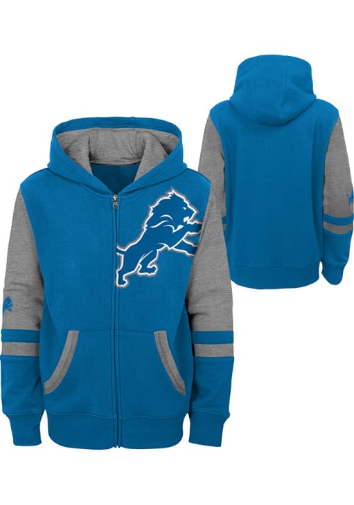 Detroit Lions Youth BLUE Stadium Long Sleeve Full Zip - 133430454