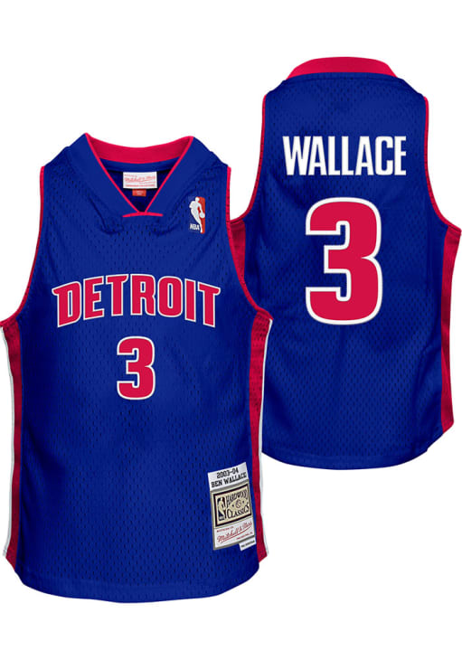 Detroit Pistons Ben Wallace Youth BLUE Swingman Road Basketball