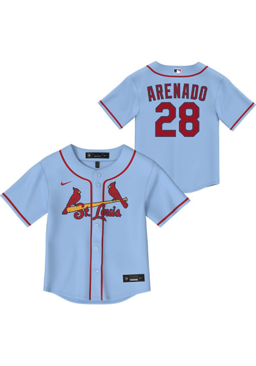 cardinals jersey dress Nolan Arenado St Louis Toddler Light Blue Alt 1 Replica Jersey, Light Blue, 100% POLYESTER, Size 2T cardinals jersey baseball