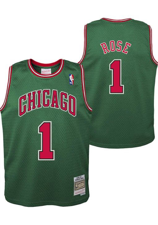 Chicago Bulls Derrick Rose Youth GREEN Swingman Alt Basketball