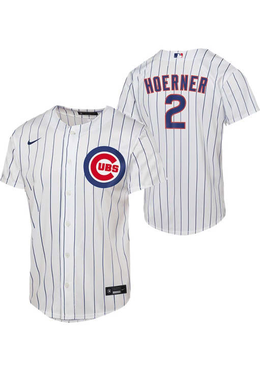 Chicago Cubs Nico Hoerner Youth White Home Replica Baseball Jersey