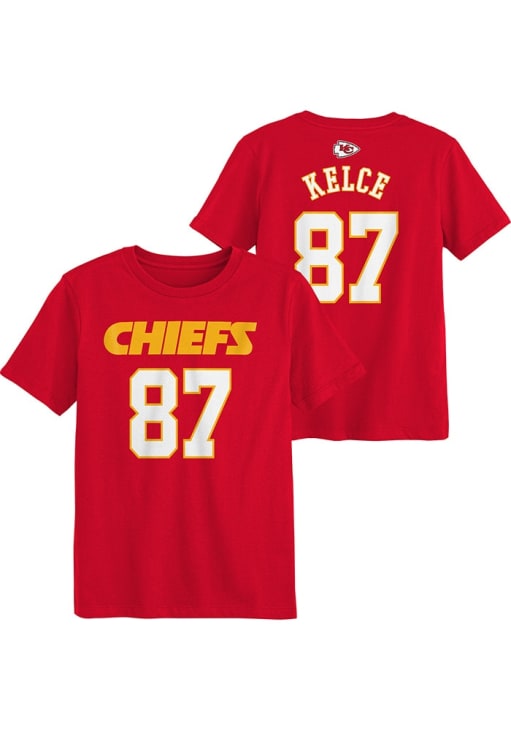 Travis Kelce Kansas City Chiefs Boys Red Player Short Sleeve T