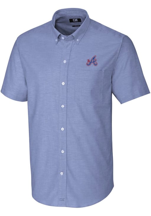 braves dress shirt Atlanta Braves Long Sleeve Spread Collar Dress Shirt | Women | Elemental Grey/White | XXXL