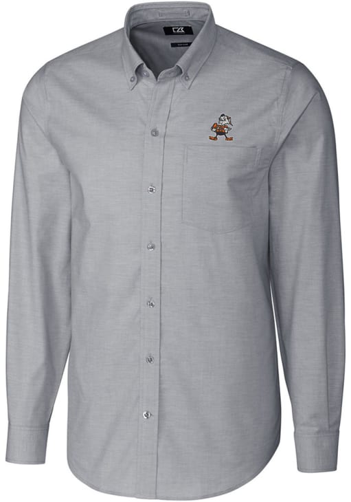 cleveland browns dress shirt Cutter & Buck Cleveland Browns Historic Stretch Oxford Mens Big and Tall Long Sleeve Dress Shirt in Charcoal