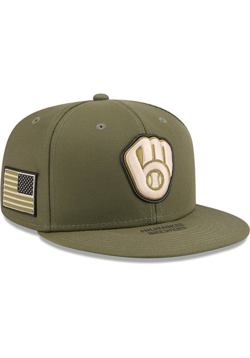 Milwaukee Brewers Mens 2026 MLB Armed Forces Day 59FIFTY OLIVE New
