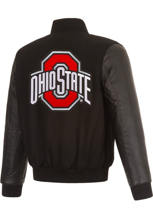激レア、マカウ製、80's、オハイオ大学、BUCKEYES、リバーシブル、XL Ohio State Buckeyes Mens BLACK Reversible Wool and Leather
