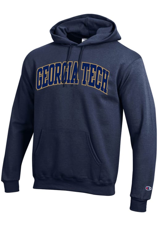 Champion GA Tech Yellow Jackets Mens NAVY Arch Name Hoodie - 147501473