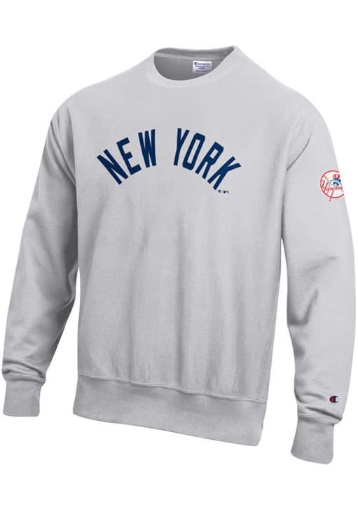 ニューヨークヤンキース CHAMPION REVERSE WEAVE Champion New York Yankees Mens SILVER Reverse Weave Crew