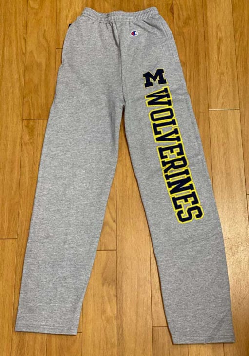 Michigan Wolverines Mens Champion GREY Open Sweatpants - 14750704