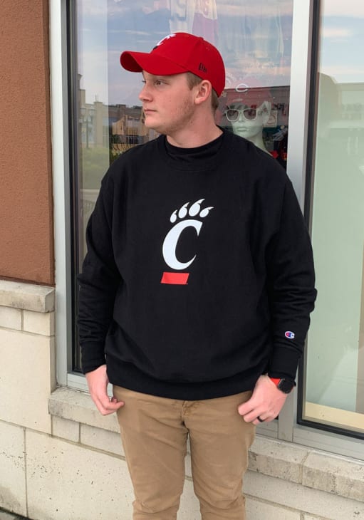Champion Mens BLACK Cincinnati Bearcats Reverse Weave Logo Long 