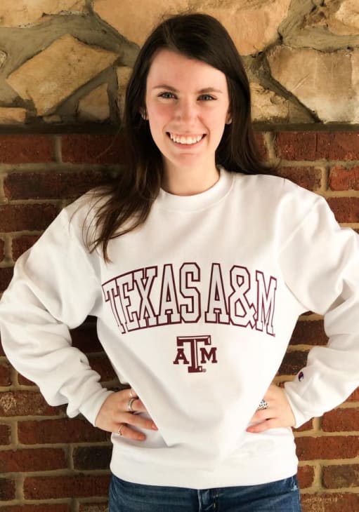 Champion Texas A&M Aggies Mens White Arch Logo Crew Sweatshirt