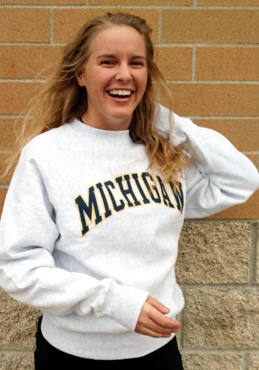 Champion Michigan Wolverines Mens GREY Reverse Weave Crew