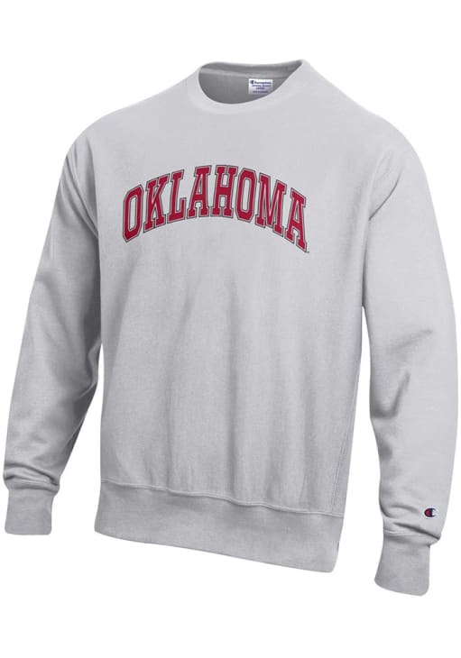 Champion Oklahoma Sooners Mens GREY Reverse Weave Crew Sweatshirt 