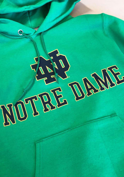 Champion Notre Dame Fighting Irish Mens GREEN Arch Mascot Hoodie Champion Notre Dame Fighting Irish Mens GREEN Arch Mascot Hoodie