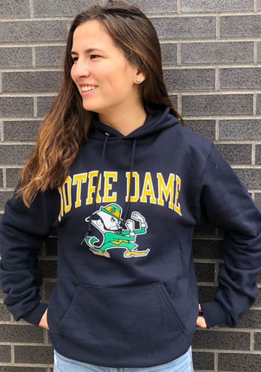 Champion Notre Dame Fighting Irish Mens NAVY Arch Mascot Hoodie