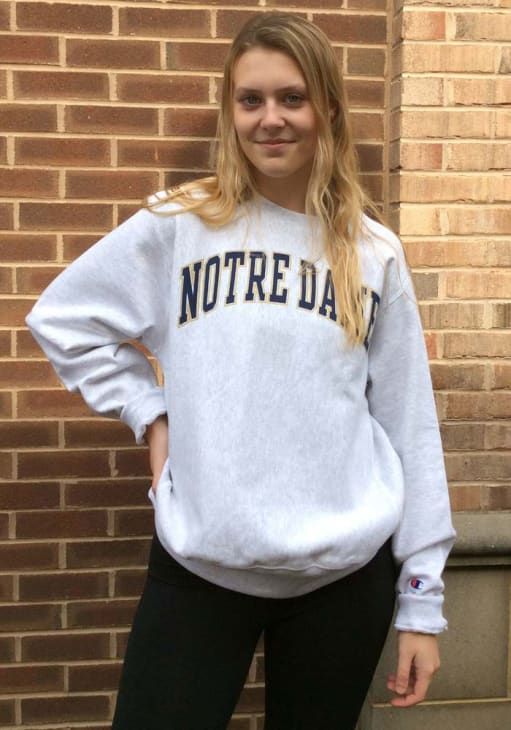 Champion Notre Dame Fighting Irish Mens GREY Reverse Weave Crew
