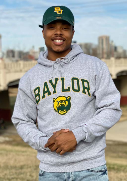 Champion Baylor Bears Mens GREY Arch Mascot Hoodie - 14754190