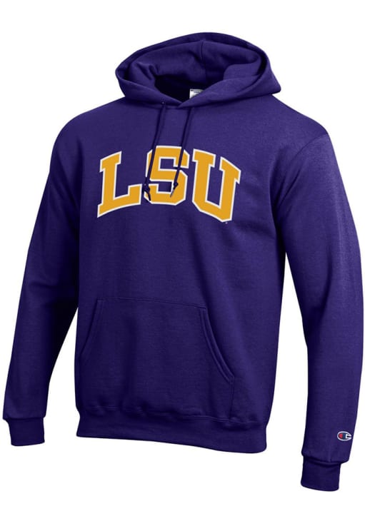 Champion LSU Tigers Mens PURPLE Name Arch Hoodie - 14754285