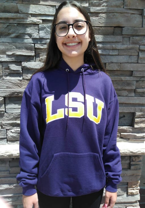 Champion LSU Tigers Mens PURPLE Name Arch Hoodie - 14754285