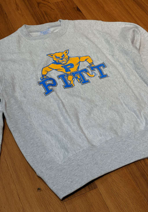 Champion Mens GREY Pitt Panthers Vault Reverse Weave Long Sleeve