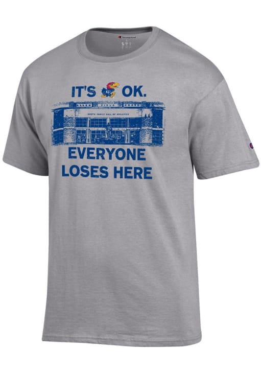 Champion Kansas Jayhawks GREY Its Okay Short Sleeve T Shirt - 14754413