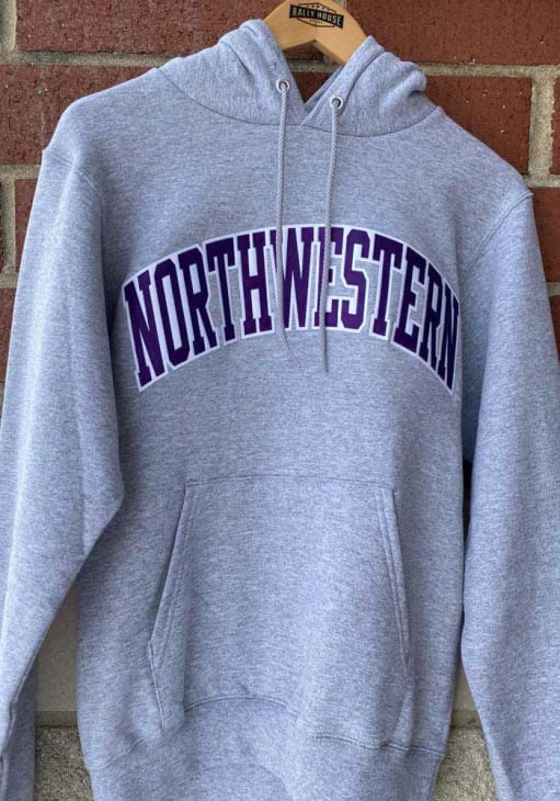 Champion Northwestern Wildcats Mens GREY Powerblend Twill Hoodie 