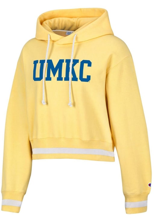 Champion UMKC Roos Womens YELLOW Vintage Wash Reverse Weave Crop Hoodie ...