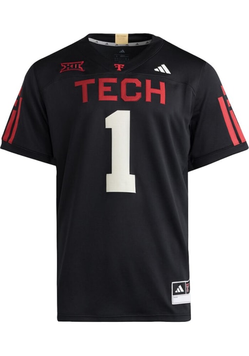 Mens Texas Tech Red Raiders Black Adidas Football Strategy Football Jersey