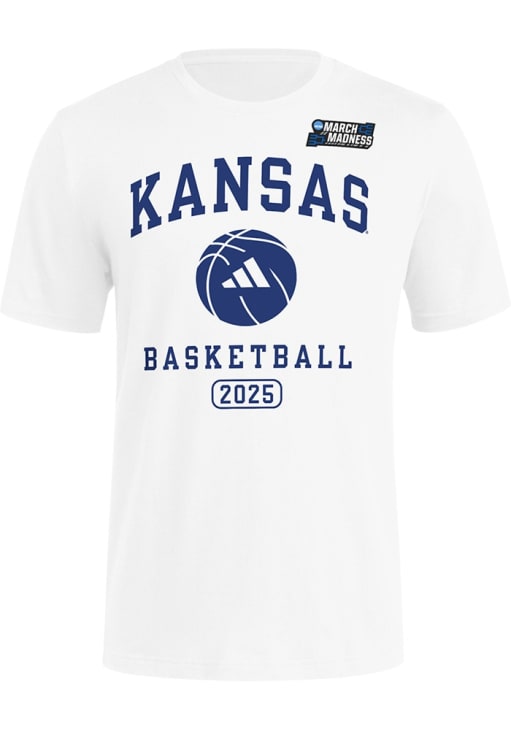 Adidas Kansas Jayhawks White 2025 March Madness Short Sleeve T Shirt