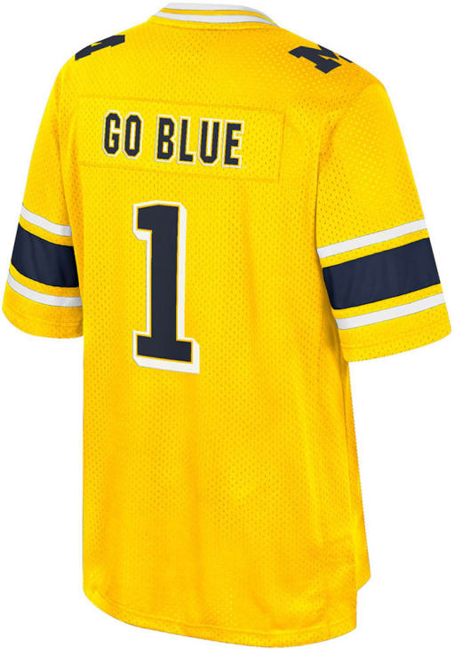 Colosseum Mens MAIZE Michigan Wolverines No Fate Number One Jersey