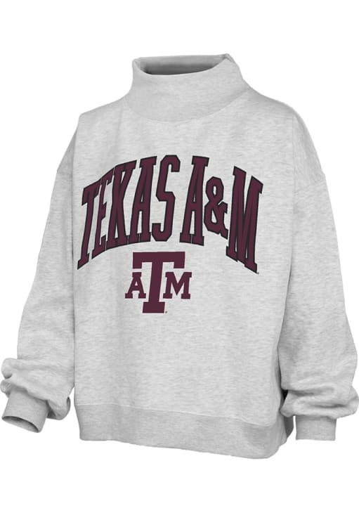 Texas A&M Aggies Pressbox Crew Sweatshirt Womens ASH Lingo Mock