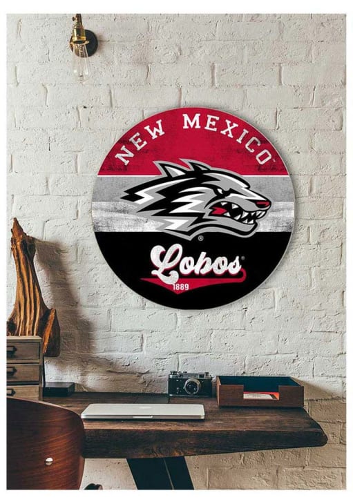 KH Sports Fan New Mexico Lobos Red 20x20 Retro Multi Color Circle
