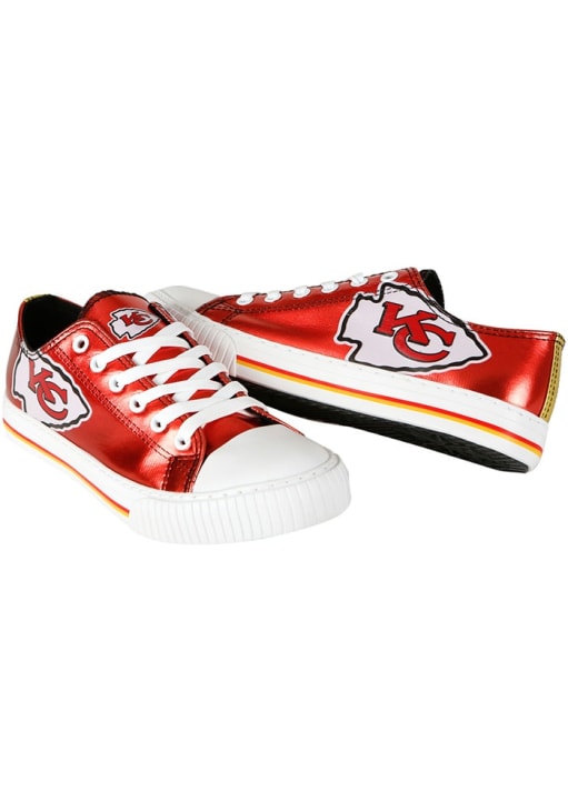 Kansas City Chiefs Red Team Color Metallic Canvas Womens Shoes - 16055163