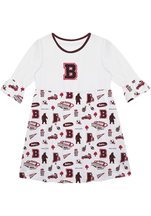 vive la fete christmas dress Vive La Fete Brown Bears Toddler White Impressions Long Sleeve Dress, White, 100% POLYESTER, Size 3T